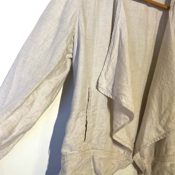 Lou and Grey 100% linen Jacket Open Face waterfall sweater Natural tan Flax S - Picture 6 of 12